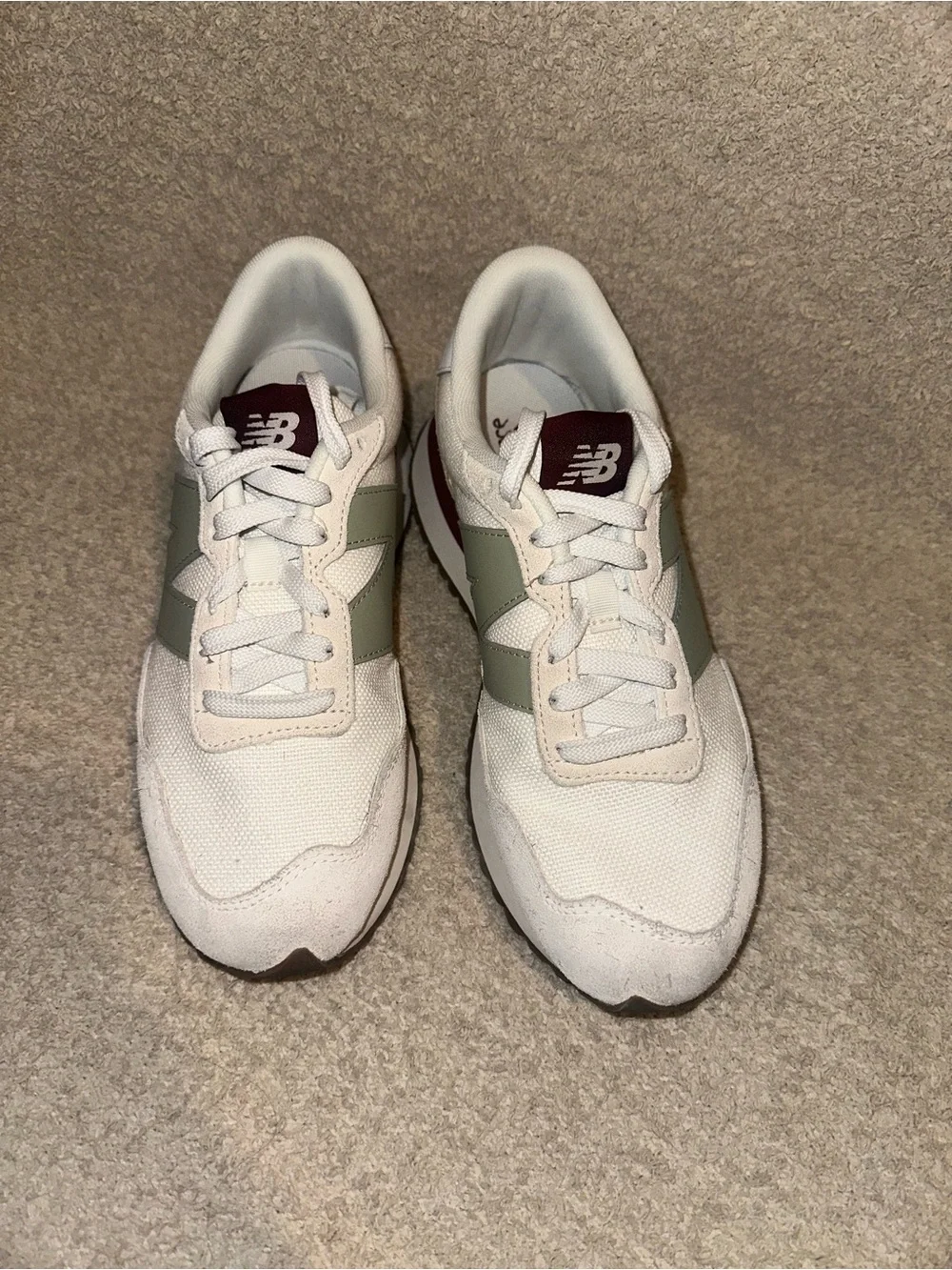 New Balance White Sage Green and Burgundy Retro Runner